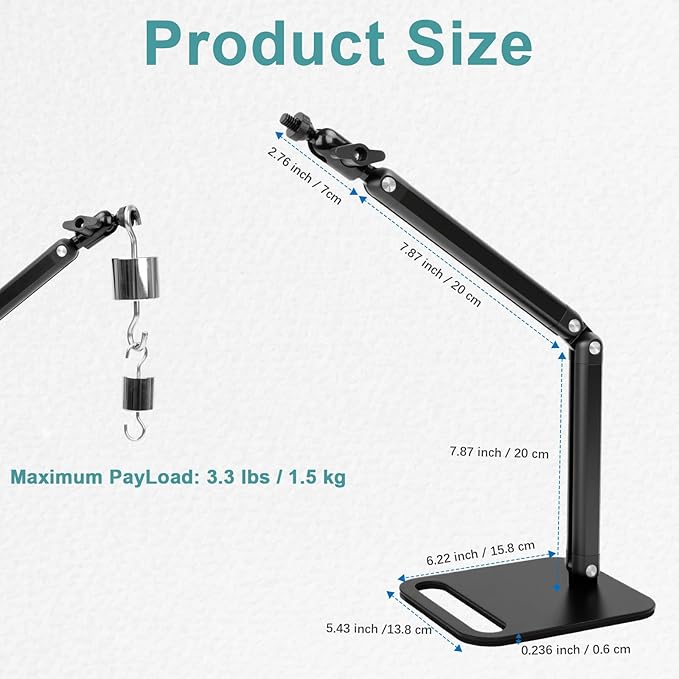 Studio Microphone Stand,Adjustable Mic Arm Clip Desktop Mount,1/4" and 5/8" Screw Adapters,Compatible with Fifine/Shure/Pyle / AT2020 / Razor/Rode/Blue Yeti & Snowball/Webcam Camera