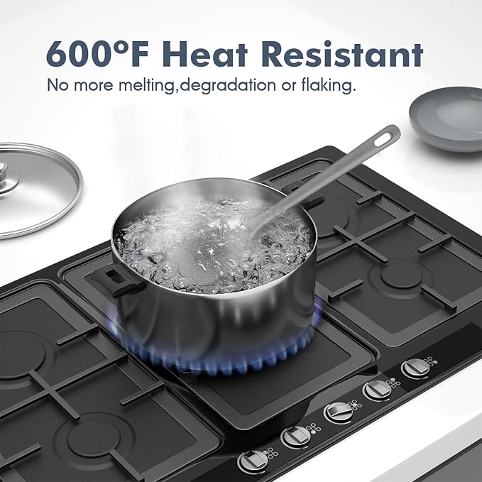 5 Pieces Silicone Spatula Set, Food Grade Rubber Spatula, Upgrade Strong Handle with Ergonomic Grip, Heat Resistant Up to 600°F for Nonstick Cookware, Cooking Gray