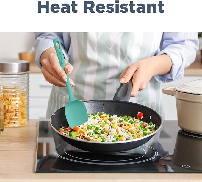 4 Pieces Silicone Spatula Set, Food Grade Rubber Spatula, Upgrade Strong Handle with Ergonomic Grip, Heat Resistant for Nonstick Cookware, Cooking