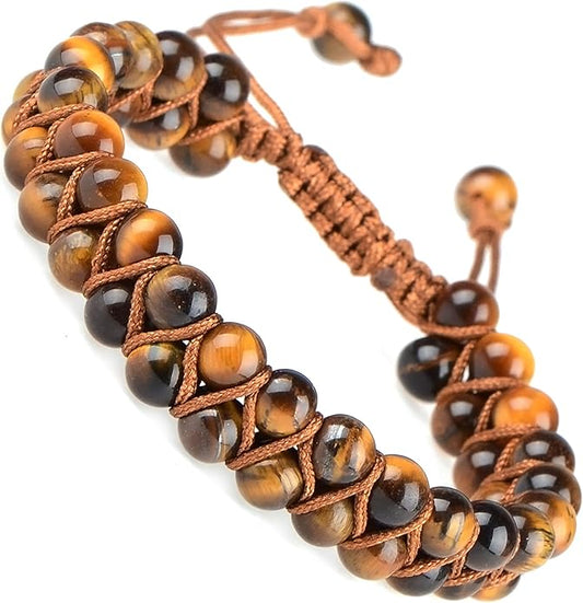 MASSIVE BEADS Double Layer Natural Chakra Healing Power Crystals Macrame Bracelet Yoga Stone Beads Gemstone Meditation Relax Anxiety Bangle for Unisex Women Men