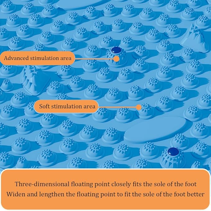 MIUPOO Foot Massage Mat,Relaxation Massage Mat Feet Massage Pad,Acupressure Mat for Feet,Anti Fatigue Walk Stone Acupoint Mat Particle Portable Massage Tool for Walking Long Sitting,Blue,13.4Inches