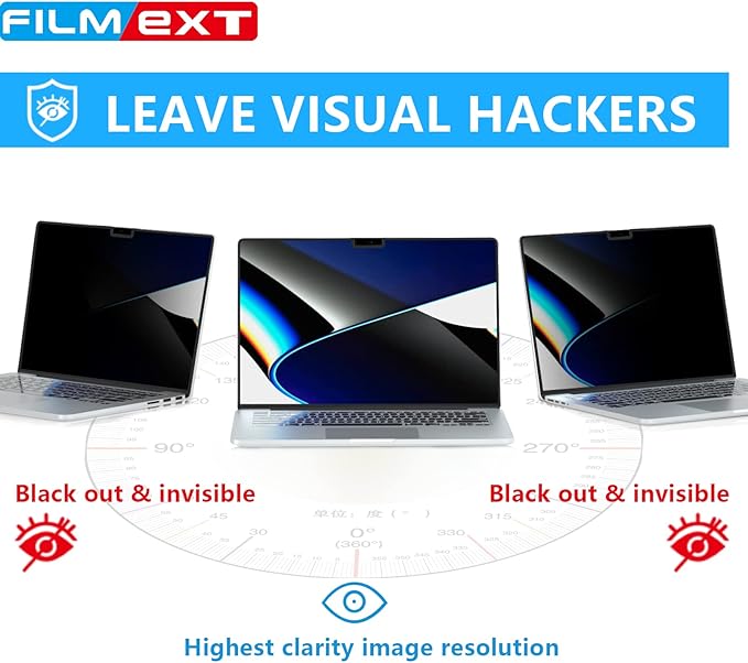 FILMEXT Privacy Screen for Macbook Pro 14 inch (2025-2021,M5 M4 M3 M2 M1), Removable Macbook pro 14.2" A3112 A3401 A2992 A2918 A2779 A2442 Privacy Laptop Screen Filter Anti-Spy/Anti-Glare/Eye Care