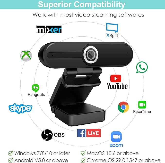 UHD 4K Webcam with Microphone: 8MP USB Computer Web Camera with Privacy Shutter and Tripod, External Webcam Pro Streaming Webcams PC Cam w/Mic Noise Reduction for Winsdows Mac OS Desktop Laptop