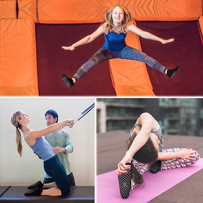 unenow Unisex Non Slip Grip Socks with Cushion for Yoga Pilates Barre Home & Hospital