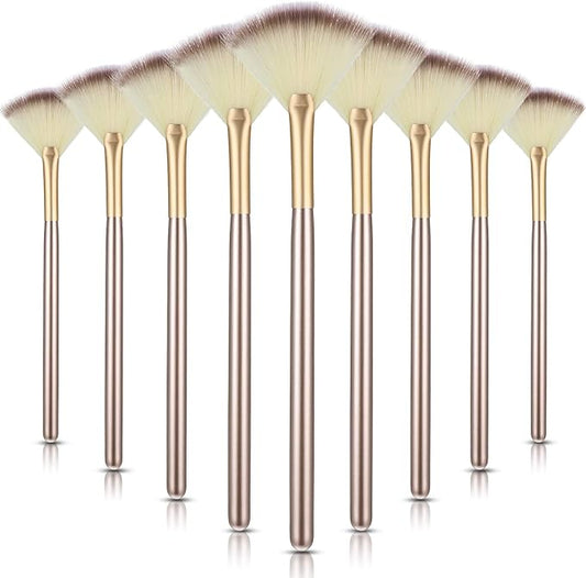 9 Pieces Facial Fan Mask Brushes, Soft Facial Applicator Brushes Tools for Peel Glycolic Makeup for Mud Cream(Champagne)