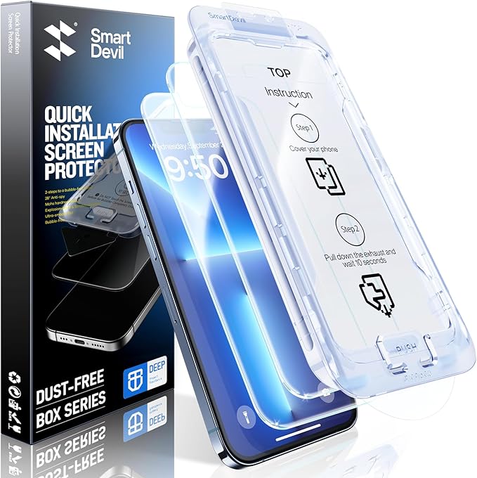 SMARTDEVIL 2 Pack Screen Protector for iPhone 12 / iPhone 12 Pro (6.1 Inch) Tempered Glass, HD Clear Film, Easy Installation, Dust-Free & Bubble-Free