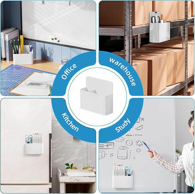 Mabrasse 16p Magnetic Dry Erase Marker Holder,Pen and Eraser Holder for Whiteboard, Magnet Pencil Cup Utility Storage Organizer for Office, Refrigerator, Locker and Metal Cabinets (16 Pack)