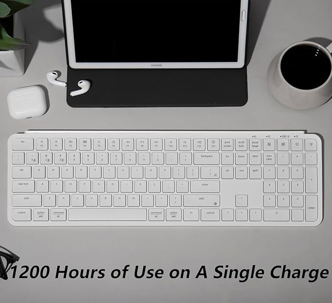 Keychron B6 Pro Full-Size Ultra-Slim Wireless ZMK Custom Keyboard, Triple-Mode 2.4 G/Bluetooth 5.2/Wired Programmable, Lightweight Quiet Key with Numeric Keypad for Mac/Windows, Ivory White