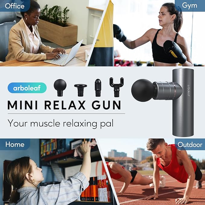 arboleaf Massage Gun Deep Tissue, Full-Metal Electric Portable Hand Held Massager Gun with Case for Back, Body Sore Muscles, Pain Relief, Gifts for Dad, Office, Home, Athletes