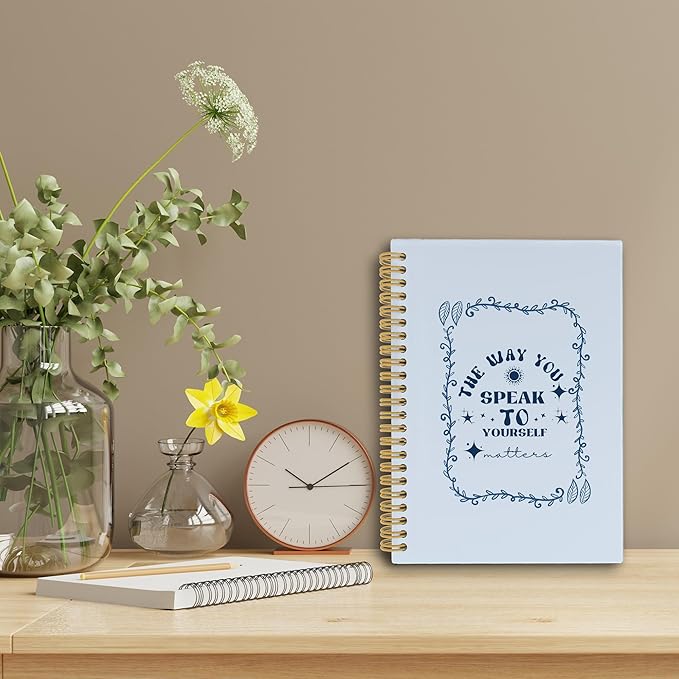 Blue Mental Health Spiral Notebook, Inspirational Positive Journal, Motivational Notebooks for School Work, Therapy Office Supplies, Self Love Gifts for Women, 5.5x8.3 Inch