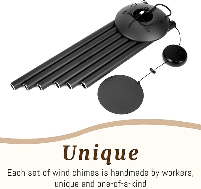 32" Wind Chimes for Outside with Clear & Crisp Sound, Coolest Metal Windchimes Outdoors with Pine Wood Striker, Unique Gift for Mom, Garden Decoration(Black)