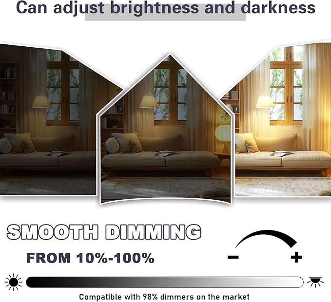 8-Pack Neutral White LED Bulbs - Suitable for Bedroom & Living Area, 60W Equivalent, 3000K, 9W, 15000-Hour Lifespan, E26 Socket