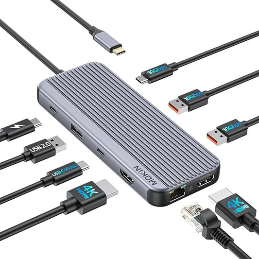 USB C Docking Station,9-in-1 Laptop Docking Station Dual Monitor,USB C Hub Multiport Adapter Triple Display with 2 HDMI,USBC Video,10Gbps USB 3.1,100W PD,Ethernets,Laptop Dock for HP/Dell/ASUS