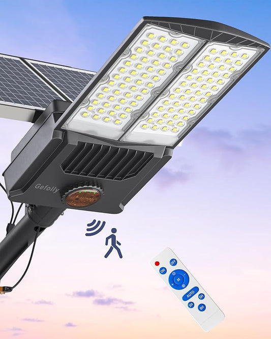 Gefolly SL-8500W Solar Street Light Outdoor 500000LM Commercial Parking Lot Lights Dusk to Dawn 6500K Flood Security Light IP67 Lamp with Motion Sensor for Basketball Court, Yard, Road