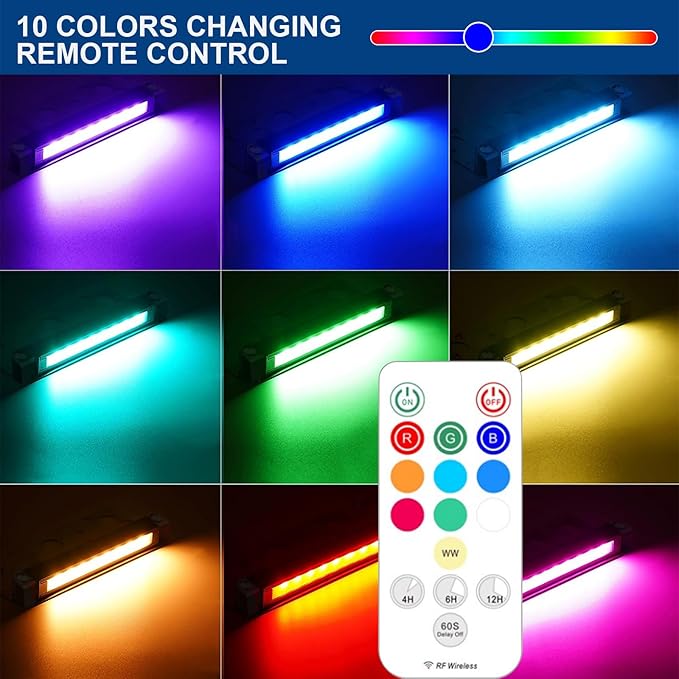 DC 12V LED Hardscape Light - 7 Inch RGBW 2W Deck Step, Wall, Garden Pathway Light - Outdoor IP65 Waterproof - 10 Pack