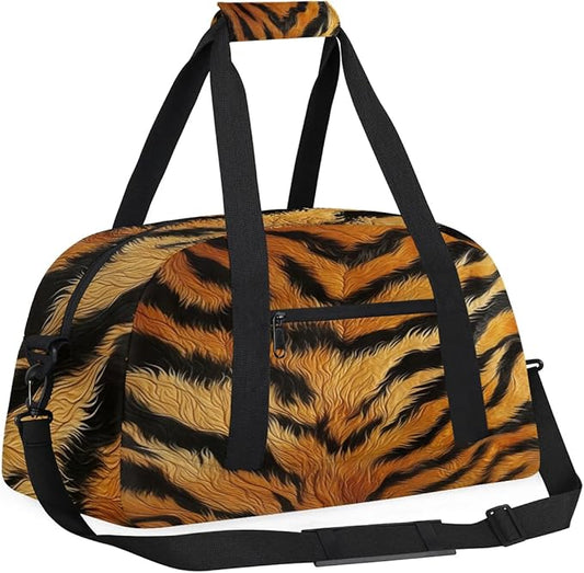 Sports Duffle Bags Travel Duffle Bag Gym Bag Animal Tiger Print Weekender Travel Bag Waterproof Overnight Bag Carry On Travel Tote Bag Dance Bags