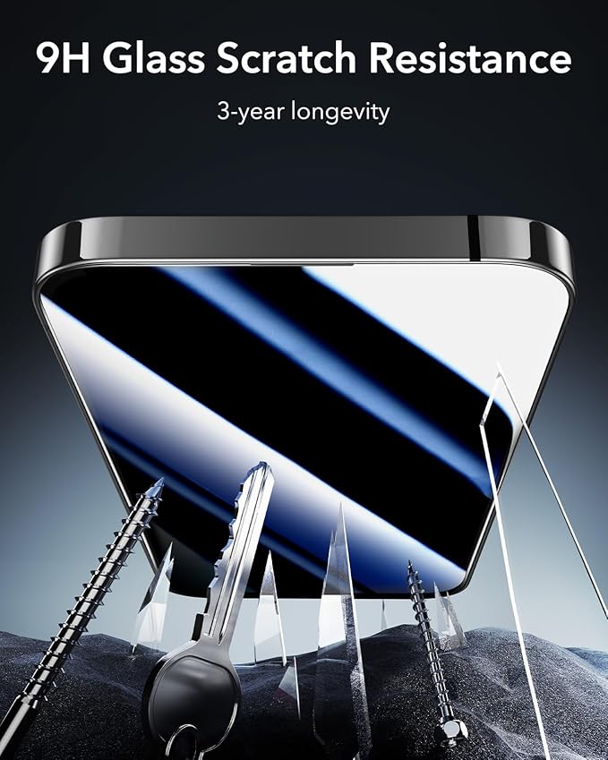 ESR 3 Pack 9H+ Glass for iPhone 14 Pro Max Privacy Screen Protector, [Military Grade Shatterproof & Longest Durable] Armorite Anti-spy Tempered Glass with UltraFit Tray