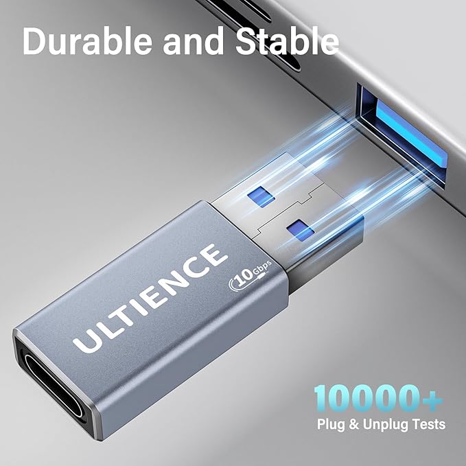 10Gbps Double Sided USB to USB C Adapter, Type C Female to USB 3.2 Male Adapter - 60W Fast Charging for iPhone 16 15 14 Plus Pro Max, Laptop, Samsung Galaxy S24 23, Car