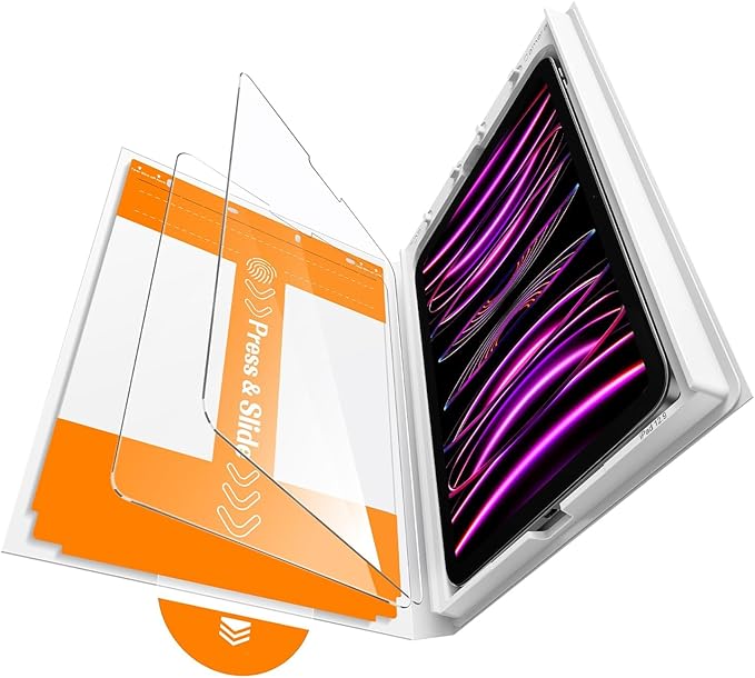 iGluz 2 Pack for iPad Pro 12.9-inch 6th/5th/4th/3th Gen.9H+ Tempered Glass Screen Protector with Easy-Install Box[12FT Military Grade Shatterproof]Apple Pencil Compatible,HD Clarity,Scratch Resistant