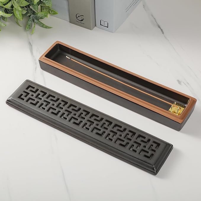 Incense Holder for Sticks，Ceramic Insence-Stick Holder Ash Catcher，Incense Holder Timkburner for Meditation Yoga Spa Room Decor