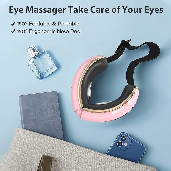 Eye Massager with Heat and Coolling for Migraines, Dry Eyes, Eye Strains, Eye Massager Mask Heat Cold Tech Bluetooth Music for Sleeping Birthday Gifts for Women Men