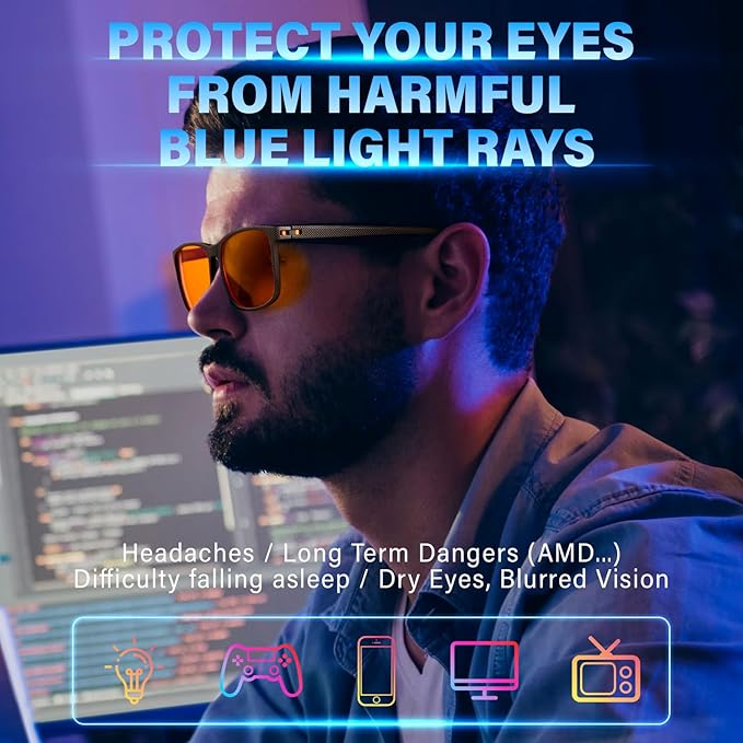 99% Blue Light Blocking Glasses Men Women Lightweight Frame Computer TV Gaming Eyeglasses Reduce Eyestrain