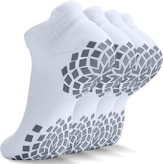 Pilates Grip Socks - Cushioned Slipper Non-Slip Grippy for Women Men Yoga - Barre Workout Hospital Sticky Socks