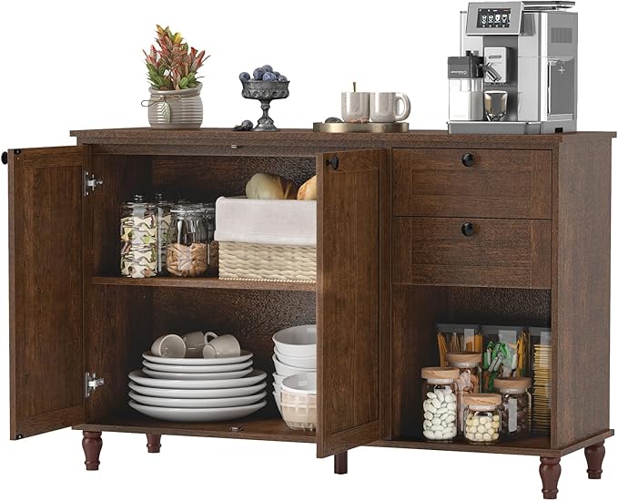 ANJ 47‘’ TV Stand for Living Room, Mid-Century Modern TV Console with Storage Cabinet, Wooden Television Furniture for Living Room, Entertainment Center with Ample Large Storage Space