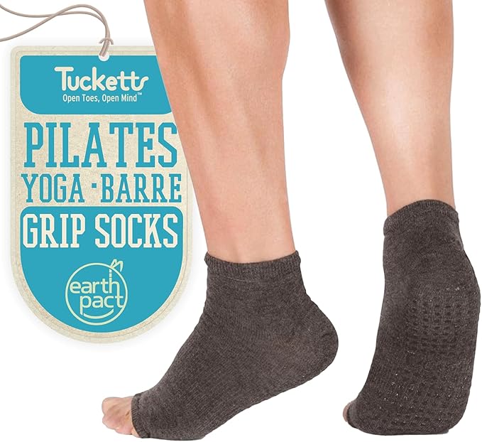 Tucketts Anklet Toeless Pilates Socks with Grips for Women, Non-Slip Ankle Toeless Yoga Socks with Grips for Barre, Size 5-13