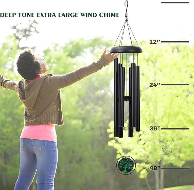 Wind Chimes for Outside Large 48'', Deep Tone Windchimes Outdoors Decor for Porch, Yard, Garden, Patio, Memorial Wind Chime for Loss of Loved One, Sympathy/Bereavement/Grief Windchime Gifts