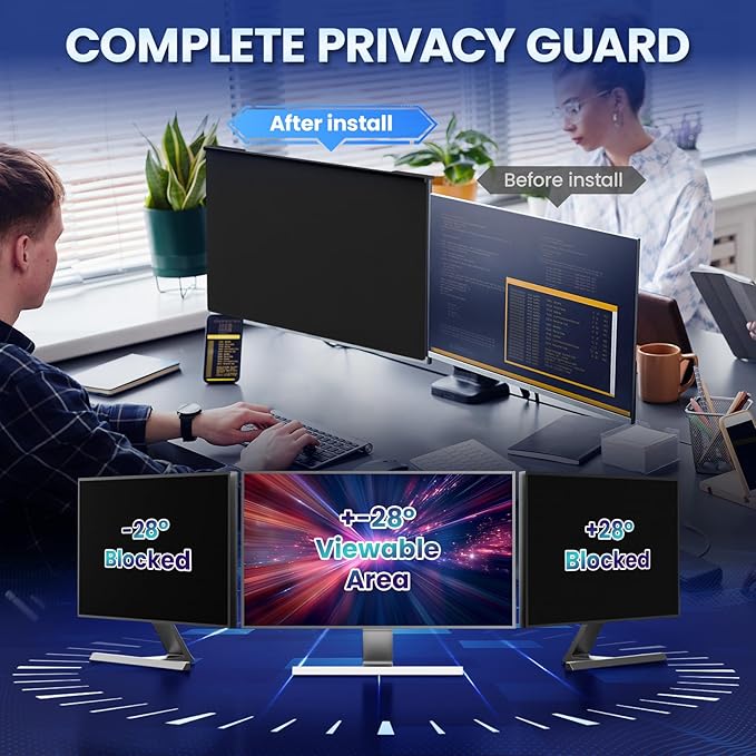 Magnetic 23 Inch Privacy Screen for Computer Monitor 16:9 Aspect Ratio, 23in Removable Anti Glare Filter, Blue Light Blocking Privacy Shield Eye Protection, Hanging Anti Spy Desktop PC Protector