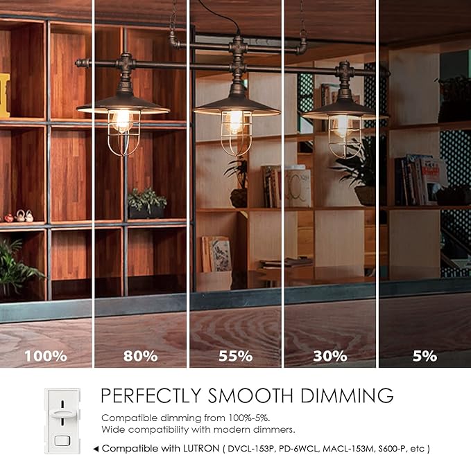 LVWIT ST21 LED Filament Bulb 5W (40 Watt Equivalent) Dimmable 2700K Warm White Vintage Edison Light Bulbs E26 Medium Base 12 Pack