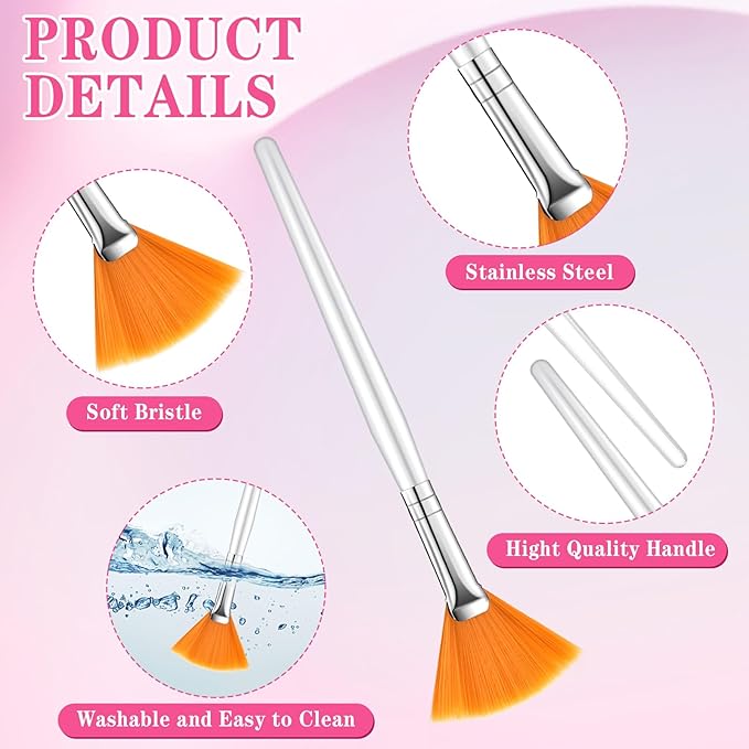 Supkiir 60 Pcs Fan Facial Brush Multi Use Mask Brush Slim Soft, Face Mask Applicator Makeup Cosmetic Skincare Tools for Women Girls Esthetician Mud Clay Mask Cream Drawing Orange White