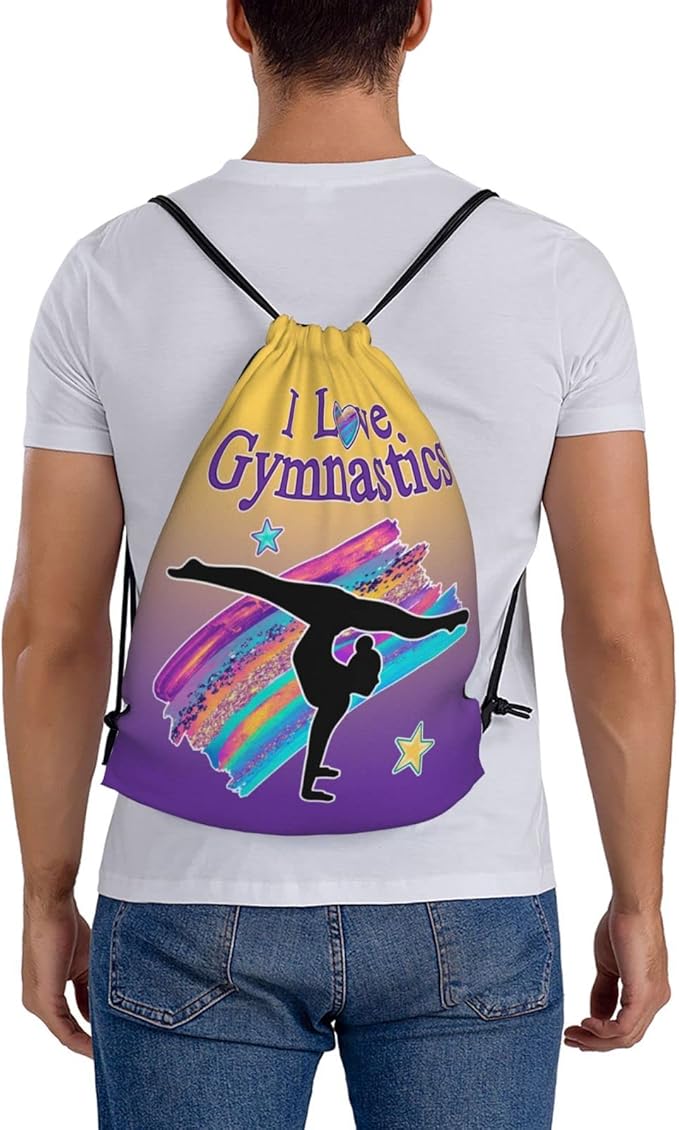 Gymnastics Drawstring Bags For Women Gymnast Drawstring Backpack Water Resistant String Bag Sports Gym Bag