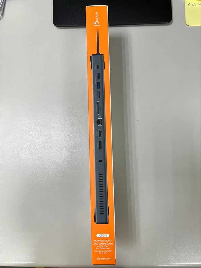 j5create USB C Dual 4K 60Hz Display Docking Station (12-in-1), Built-in M.2 SSD Slot, HDMI, DisplayPort, 10Gbps USB-A, Card Reader, PD 100W, Ethernet, for 2021 MacBook Pro (JCD552)