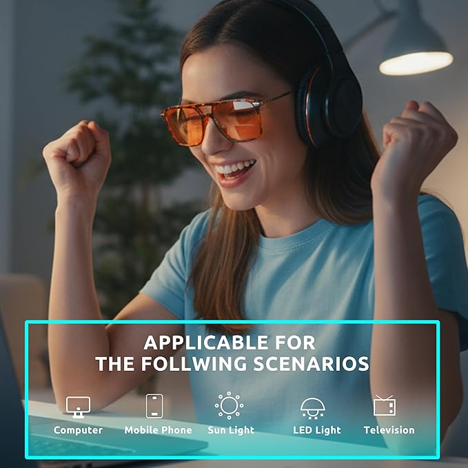 Myiaur Orange Blue Light Glasses for Women, 99.9% Blue Light Blocking Glasses with Anti Eyestrain for Gaming/Computer/Phone