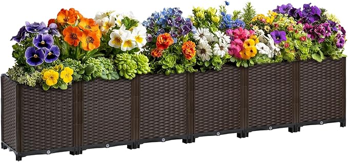 TooCust Extra Deep Rectangular Garden Planter Box - Self Watering Raised Bed 95" L x 16" W x 21" H for Outdoor Plants, Large Elevated Planters for Vegetables, Flowers, Herbs
