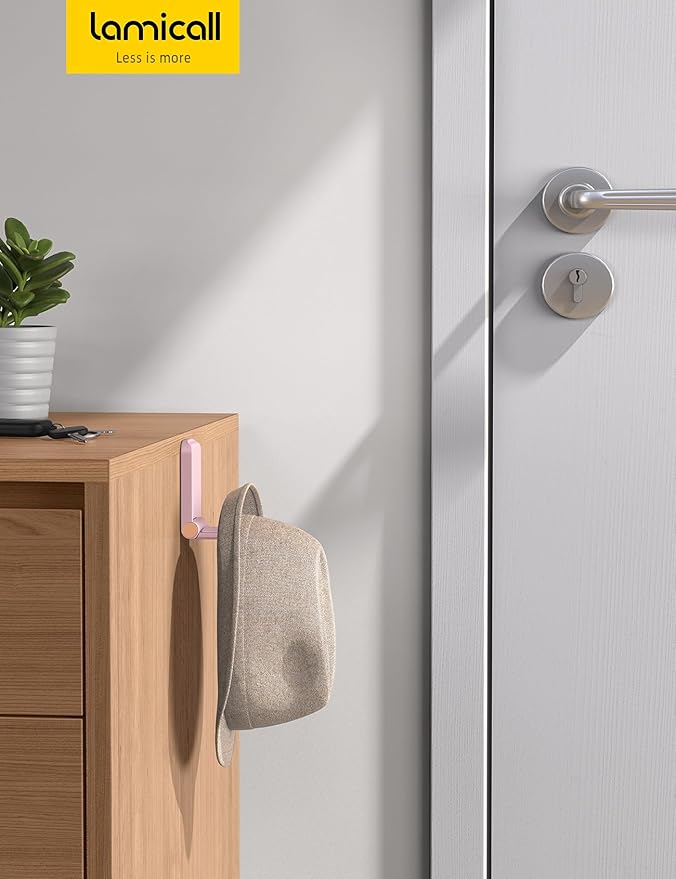 Lamicall Headphone Stand, Sticky Headset Hanger - Adhesive Headphone Holder Hook Mount, Headset Stand Holder Clip Under Desk, Earphone Clamp for Airpods Max, HyperX, Sennheiser, Pink