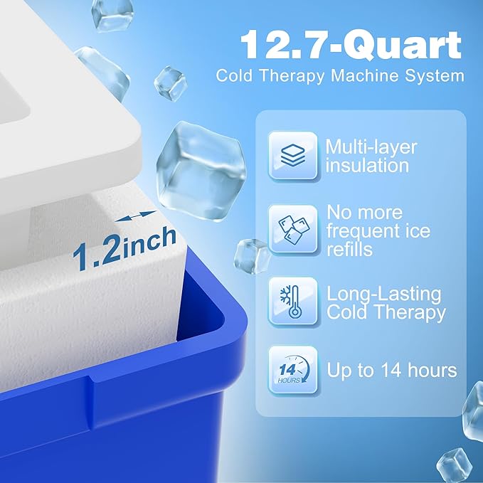 Cold Therapy Machine, Ice Machine System for Knee After Surgery, Cryotherapy Machine with Digital Timer and Ajustable Flow Speed, Knee Replacement Recovery Equipment for Pain Relief