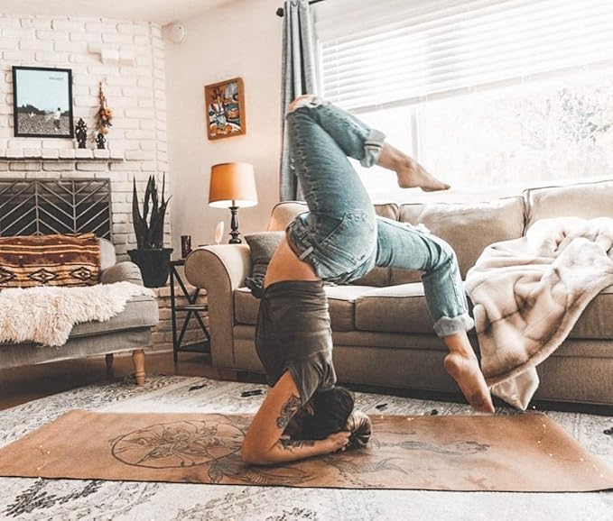 Shakti Warrior Cork Yoga Mat - Artist Designed, Premium Printed Eco-Friendly Non-Slip mat, Great for Regular & Hot Yoga, Pilates, Workouts 72 inch x 24 inch x 3mm Thick