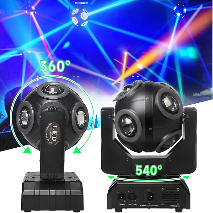 Moving Head Light,Led RGBW 4in1 Beam Effect Ball, DJ Lights with Sound Activated for Wedding DJ Party and Live House