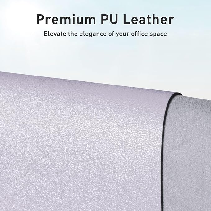 Aothia Large PU Leather Desk Pad Protector – Non-Slip Mouse Pad & Writing Mat for Office/Home, Waterproof, Easy to Clean (48" x 17", Soft Lavender)