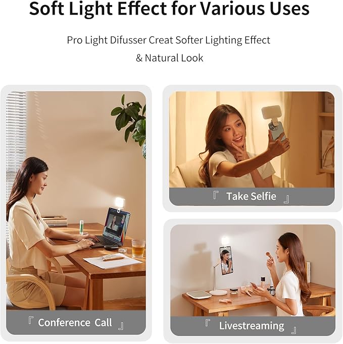 Video Conference Light, Clip-on Light for Phone and Laptop, Portable LED Light for Zoom Call, Webcam, Meeting, Virtual Session, Content Creation, Livestreaming, Vlog