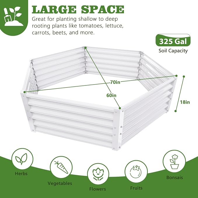 A ANLEOLIFE 14-Pack Deep Root Galvanized Raised Garden Beds Outdoor for Planting Vegetables Flowers Herb, Antique White