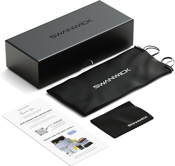 Swanwick HARVARD NIGHT SWANNIES - Premium Blue Light Blocking Glasses, Clear Lens, Block Blue Light from Gaming PC, Smartphone w/FREE $497 Training Course (Black, Regular)