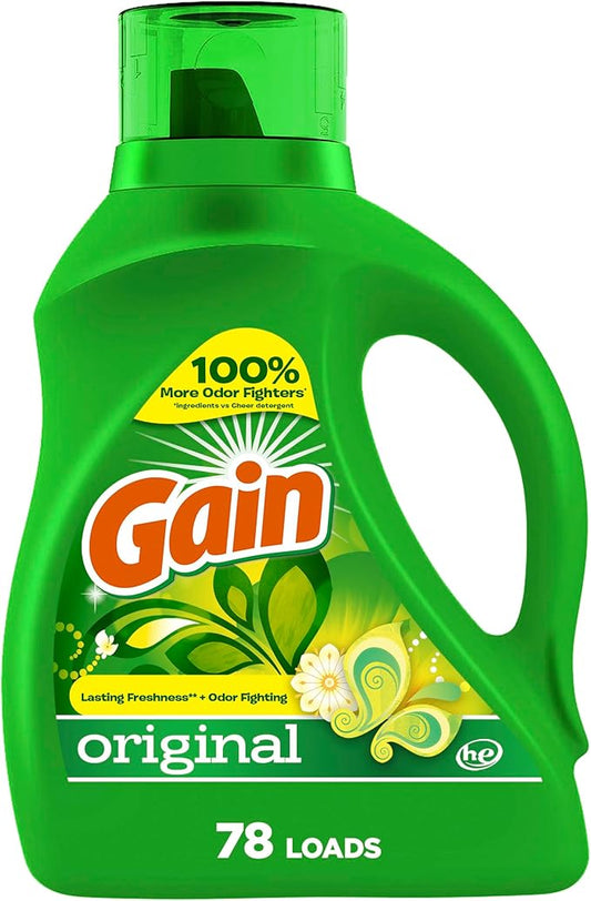 Gain + Aroma Boost Liquid Laundry Detergent, Original Scent, 78 Loads, 113 fl oz, HE Compatible