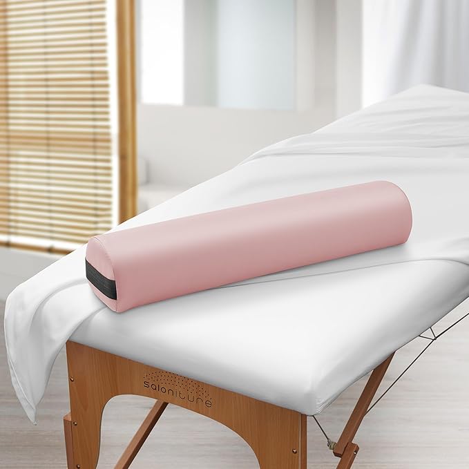 Saloniture 3/4 Round Massage Table Bolster Pillow Pad - 26 x 6 x 4-1/2 Inch - Pink