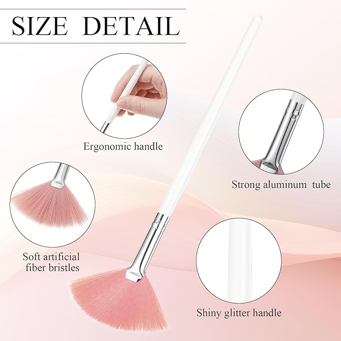 9 Pieces Facial Fan Mask Brushes, Soft Facial Applicator Brushes Tools for Peel Glycolic Makeup for Mud Cream(Pink,Yellow,White)