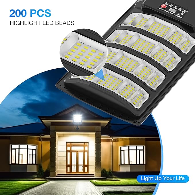 Solar Street Lights Outdoor Waterproof,400W 320°Wide Angle Flood Light, LED Solar Parking Light with Motion Sensor and Remote Control for Outdoor, Streets, Courtyards,Parking Garages,-1Pack