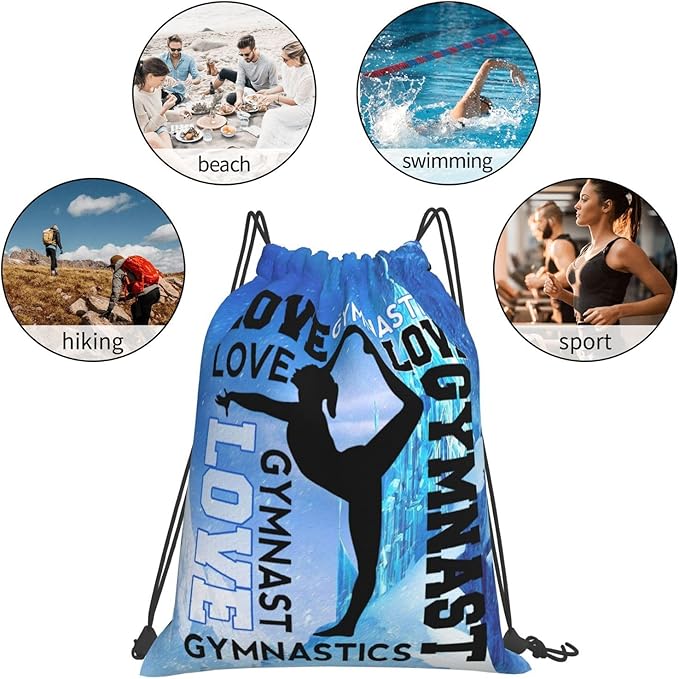 Gymnastics Drawstring Backpack Light Gym String Bag Pink Water Resistant Sackpack Sport Yoga Daypack For Womens Mens